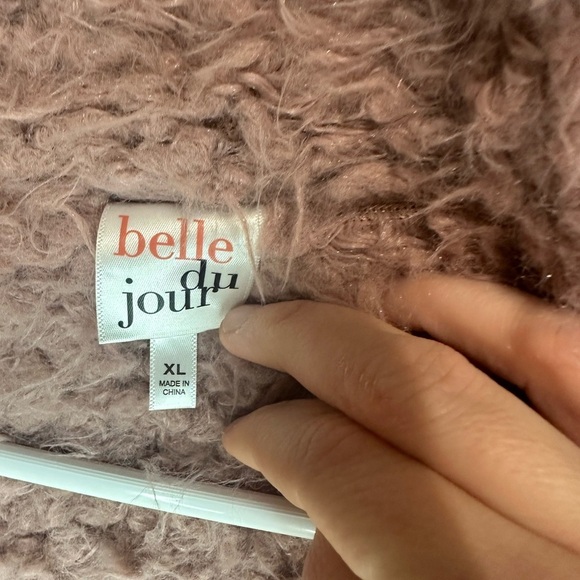 Belle Du Jour:Junior  Pink Fur Open Jacket- Size XL - Picture 2 of 3